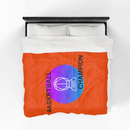 Basketball Champion Velveteen Plush Blanket | Cozy Sports Fan Gift, Soft Throw for Athletes, Birthday Present, Home Decor - RizQ Life 