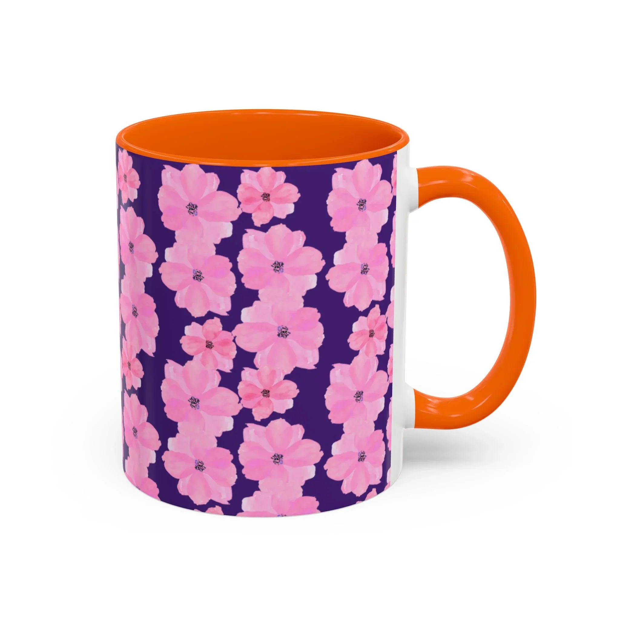 Chic Floral Coffee Mug - Pink Blossoms on Dark Background - RizQ Life 