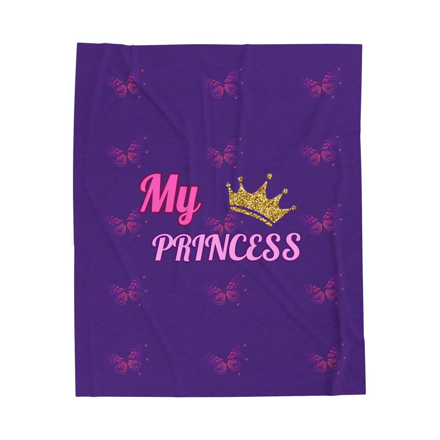My Princess Velveteen Plush Blanket | Cozy Gift for Kids, Birthday Present, Nursery Decor, Butterfly Blanket, Soft Warm Blanket