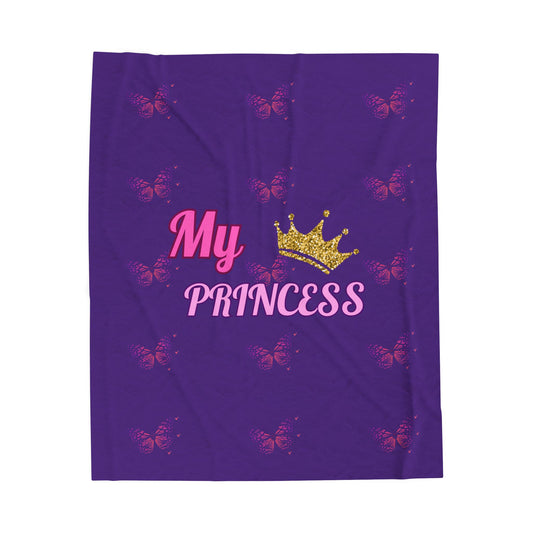 My Princess Velveteen Plush Blanket | Cozy Gift for Kids, Birthday Present, Nursery Decor, Butterfly Blanket, Soft Warm Blanket