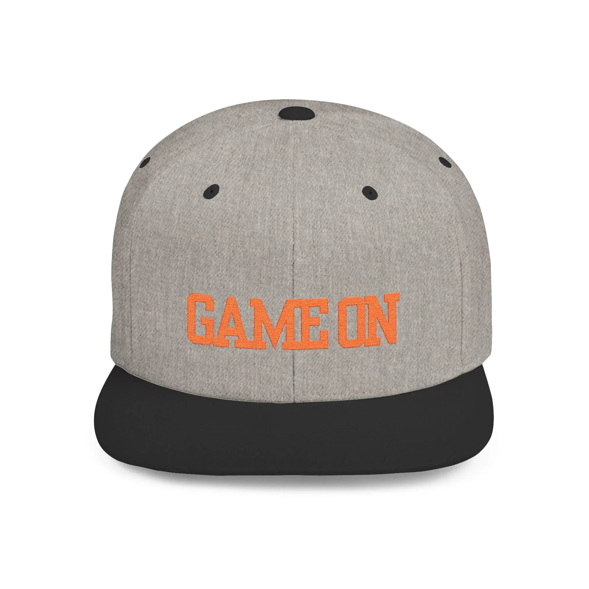 Trendy “Game On” snapback cap for adults. Adjustable flat bill hat, stylish streetwear accessory, perfect for gifts, festivals, sports, and casual outings. - RizQ Life 