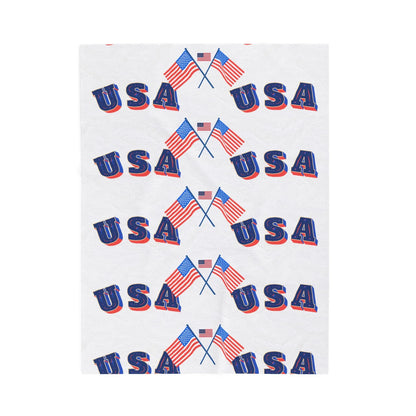 USA Flag Velveteen Plush Blanket - Cozy Throw for Independence Day, Festivals, Picnics, Home Decor, Gifts - RizQ Life 
