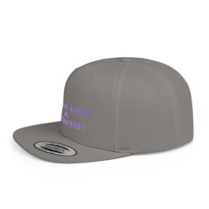 Think Like A Scientist Snapback Cap – Trendy flat bill hat for science lovers, STEM enthusiasts, and geeky gifts. Perfect for casual wear & conventions.