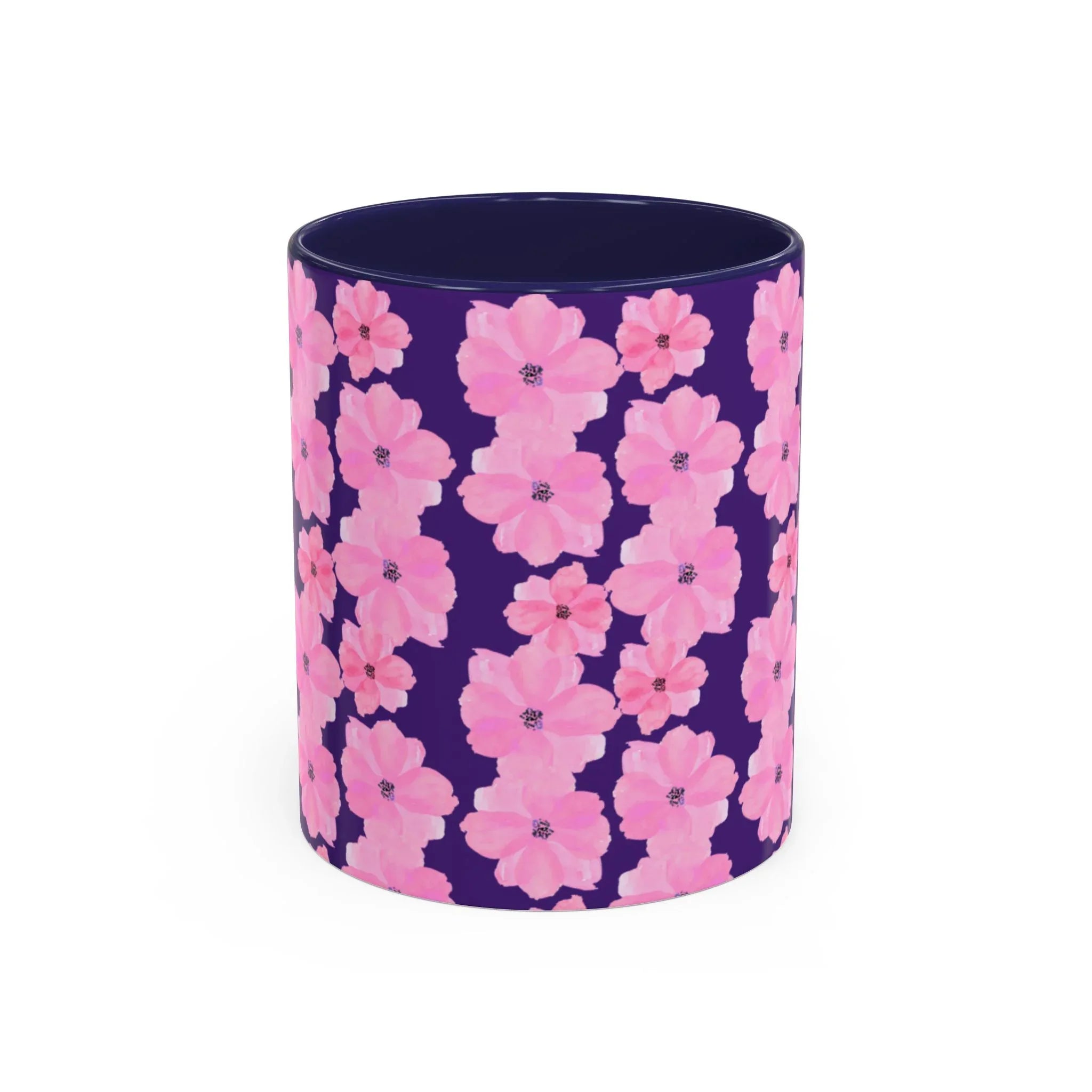 Chic Floral Coffee Mug - Pink Blossoms on Dark Background - RizQ Life 