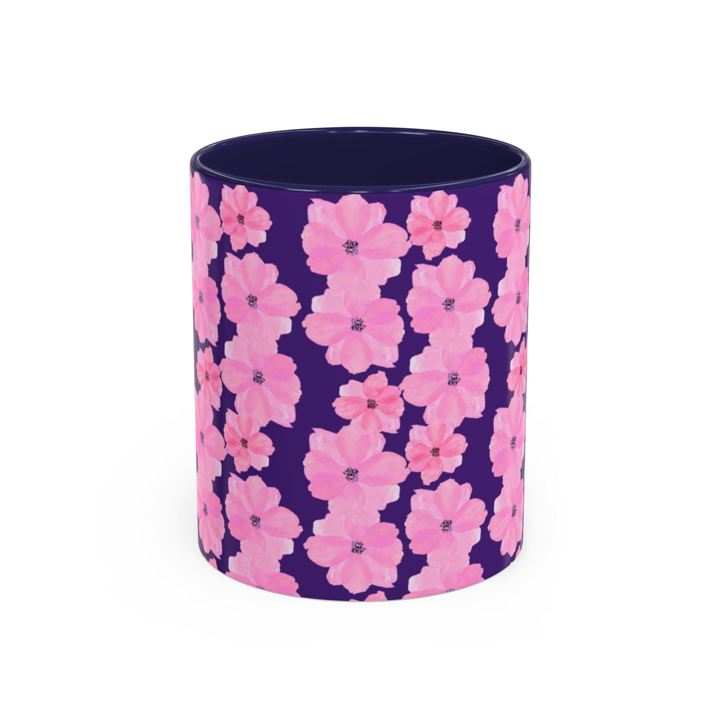 Chic Floral Coffee Mug - Pink Blossoms on Dark Background