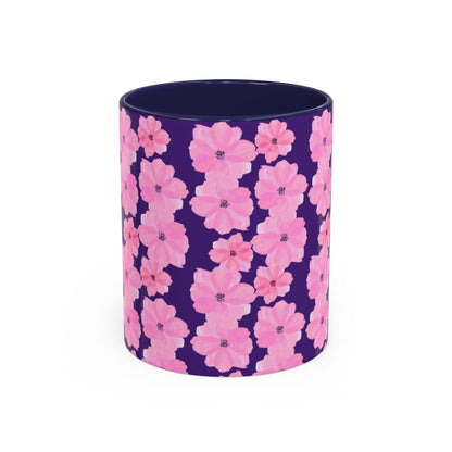 Chic Floral Coffee Mug - Pink Blossoms on Dark Background