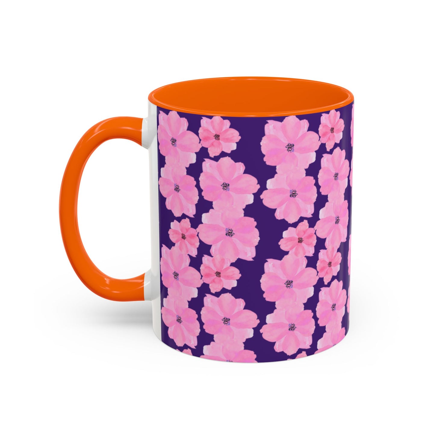 Chic Floral Coffee Mug - Pink Blossoms on Dark Background