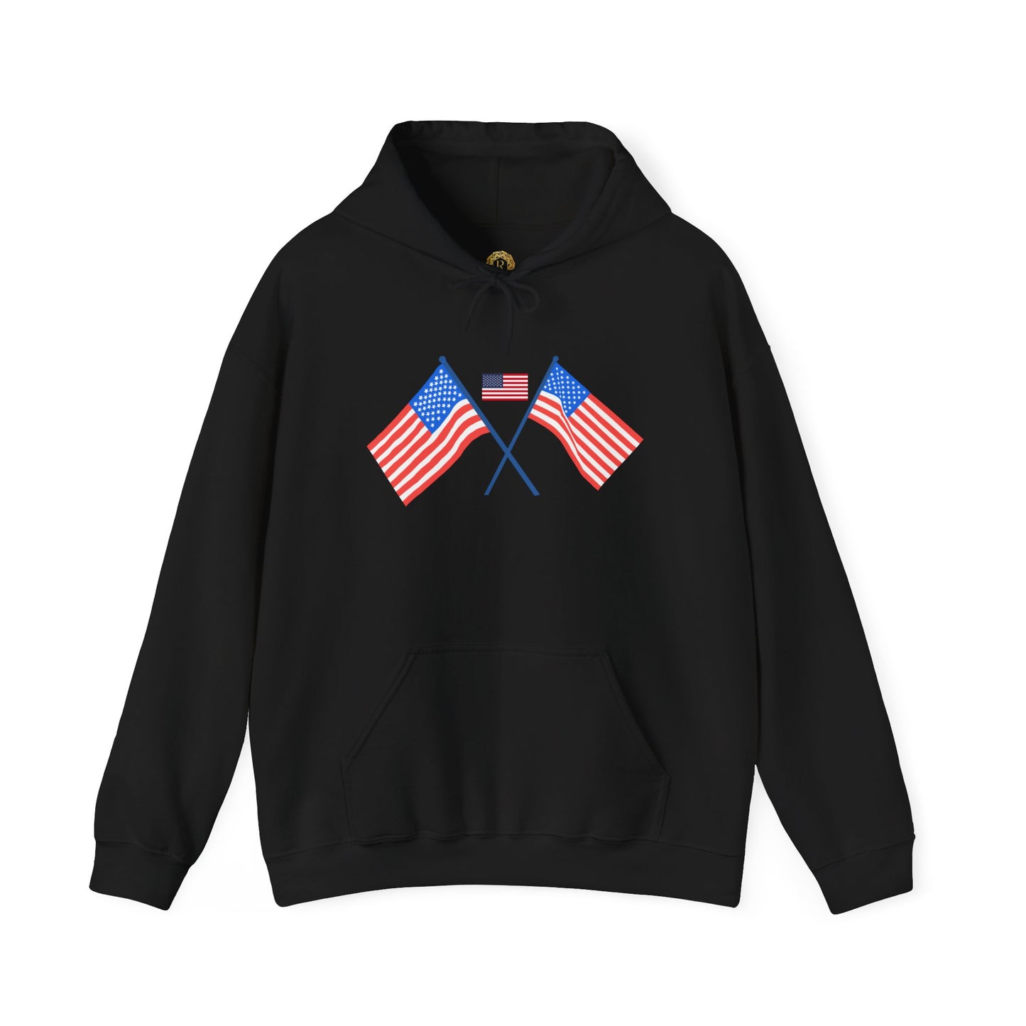 Men's Patriotic Hoodie - Double American Flag Graphic