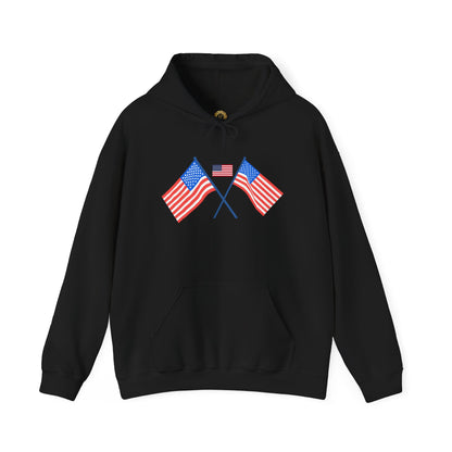 Men's Patriotic Hoodie - Double American Flag Graphic