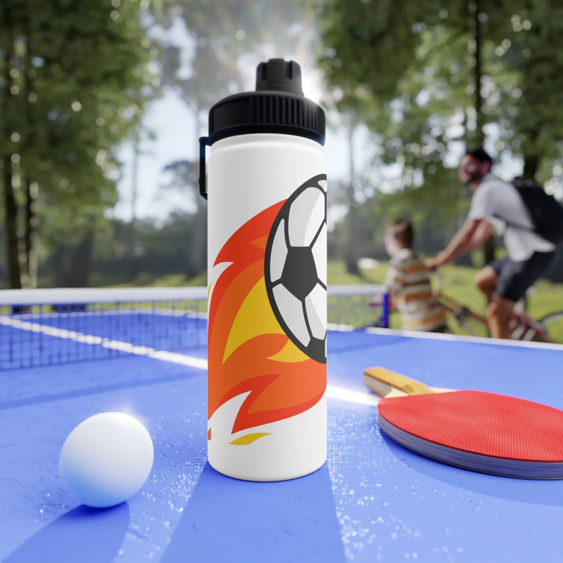 Soccer Fire Ball Stainless Steel Water Bottle – Insulated Sports Bottle - RizQ Life 