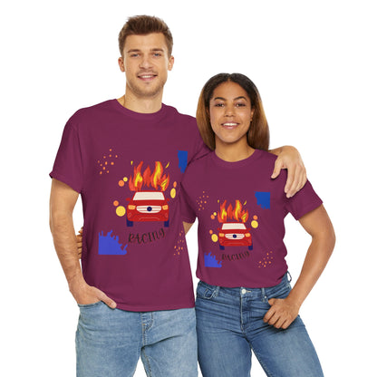 Unisex Racing Graphic T-Shirt – Heavy Cotton Car Racing Tee for Men & Women, Casual Motorsport Fan Shirt, Short Sleeve Top, Sizes S-5XL