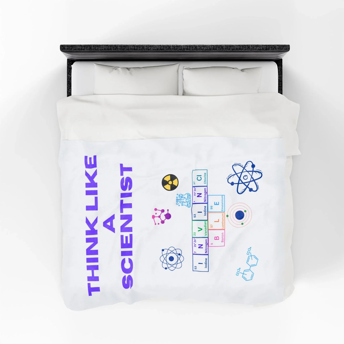 Think Like a Scientist Velveteen Plush Blanket - Cozy Gift for Science Lovers, Educational Decor, Science Theme, Home Comfort, [...] - RizQ Life 