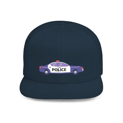 Shop the Police Car Snapback Cap – adjustable streetwear hat for adults, perfect car enthusiast gift and urban fashion accessory.