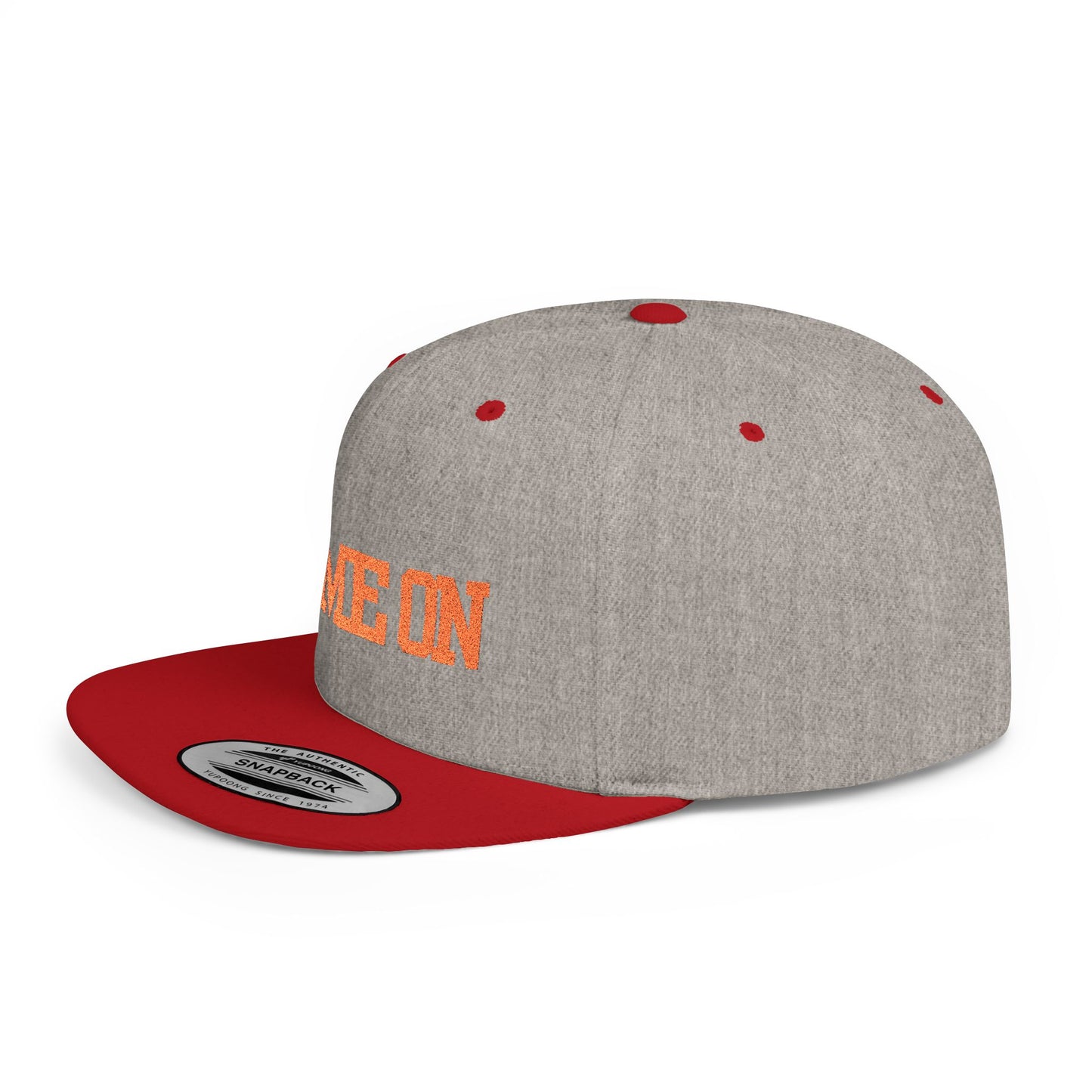 Trendy “Game On” snapback cap for adults. Adjustable flat bill hat, stylish streetwear accessory, perfect for gifts, festivals, sports, and casual outings.