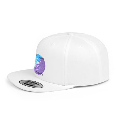Shop the Motivational Strength Snapback – flat bill adjustable hat for men & women. Perfect streetwear and inspirational gift.