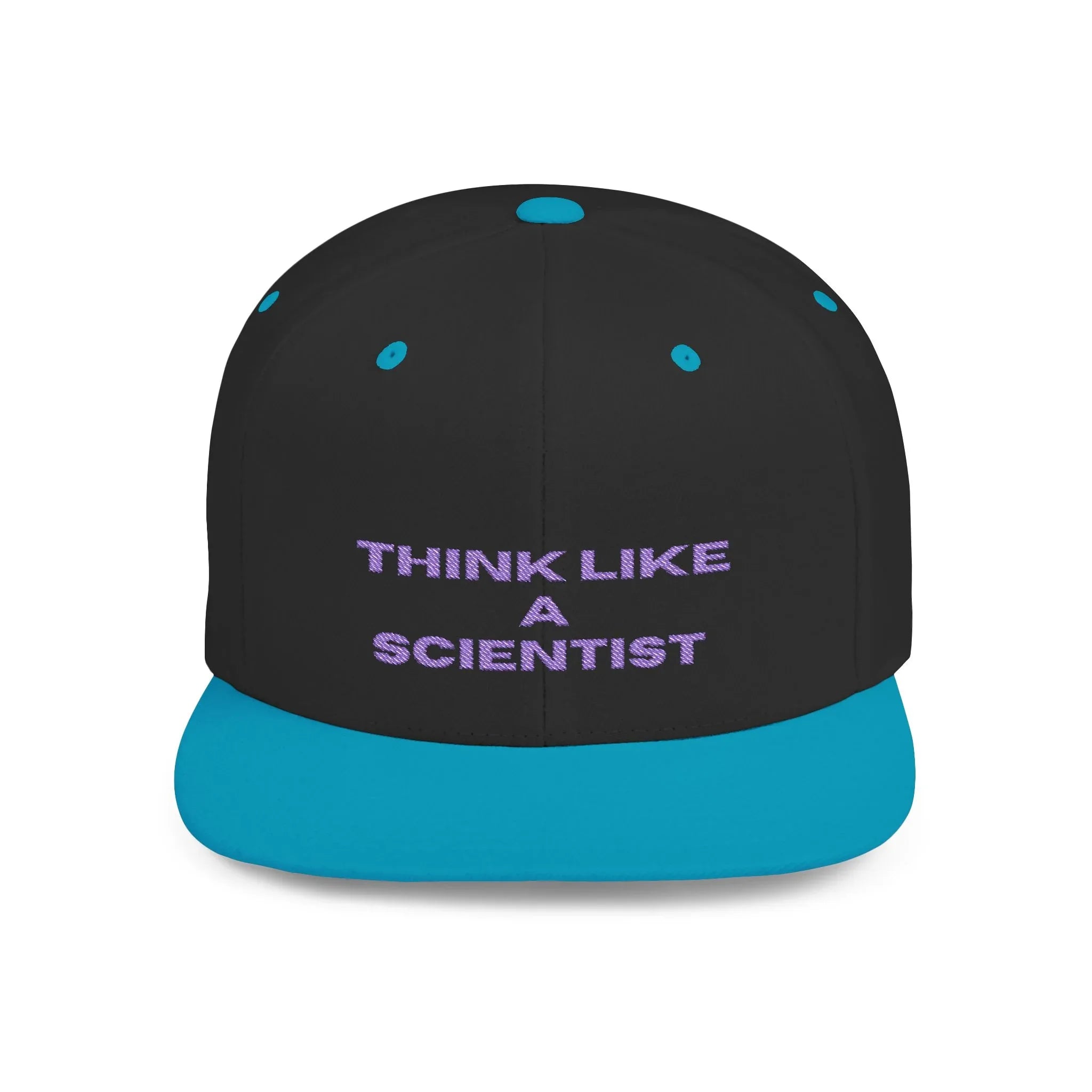 Think Like A Scientist Snapback Cap – Trendy flat bill hat for science lovers, STEM enthusiasts, and geeky gifts. Perfect for casual wear & conventions. - RizQ Life 