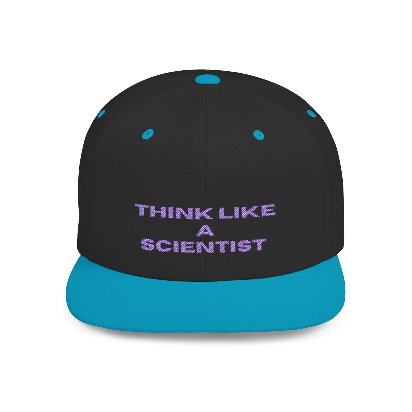Think Like A Scientist Snapback Cap – Trendy flat bill hat for science lovers, STEM enthusiasts, and geeky gifts. Perfect for casual wear & conventions.