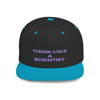 Think Like A Scientist Snapback Cap – Trendy flat bill hat for science lovers, STEM enthusiasts, and geeky gifts. Perfect for casual wear & conventions.