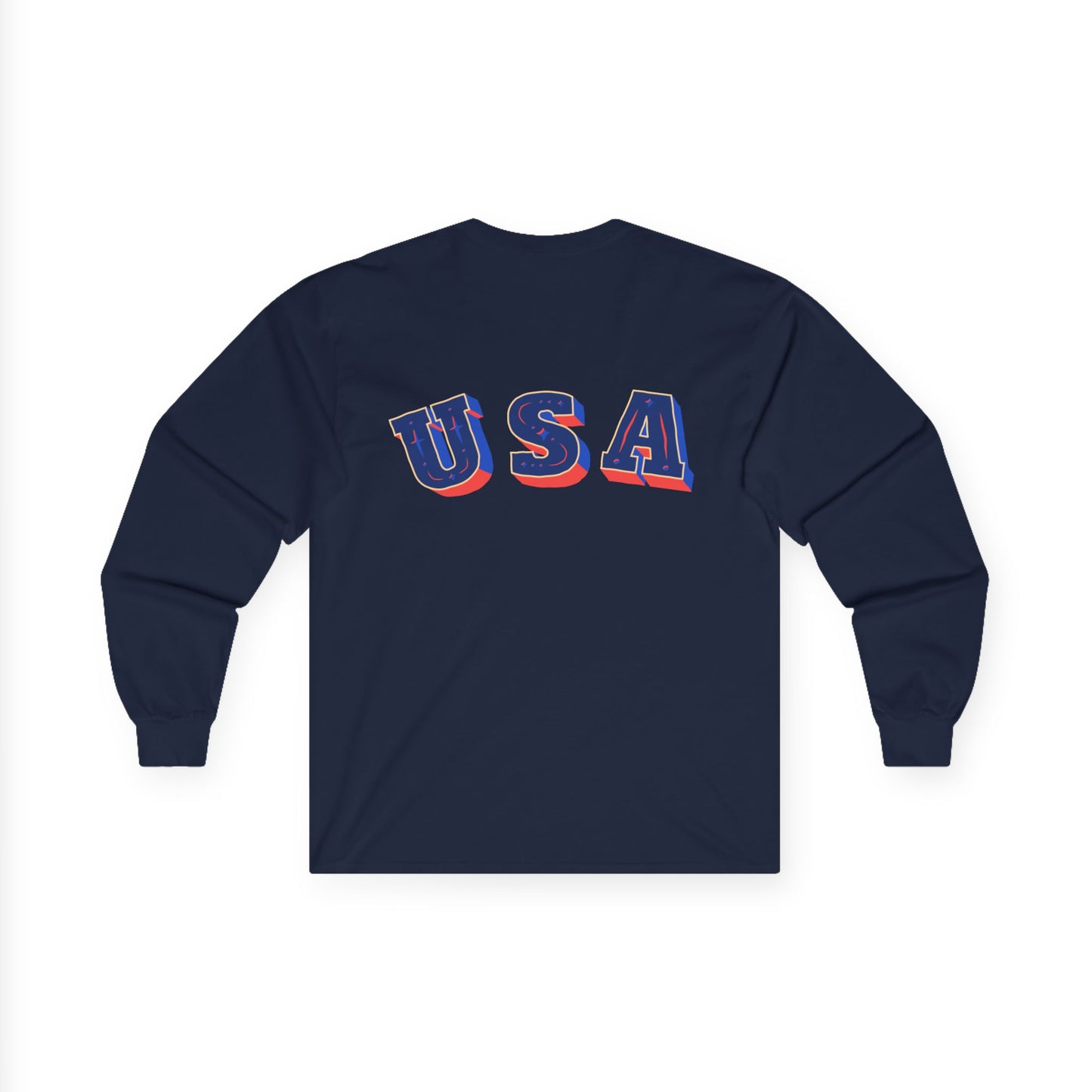 Patriotic Long Sleeve Tee - USA Flag Design