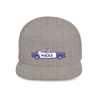 Shop the Police Car Snapback Cap – adjustable streetwear hat for adults, perfect car enthusiast gift and urban fashion accessory.