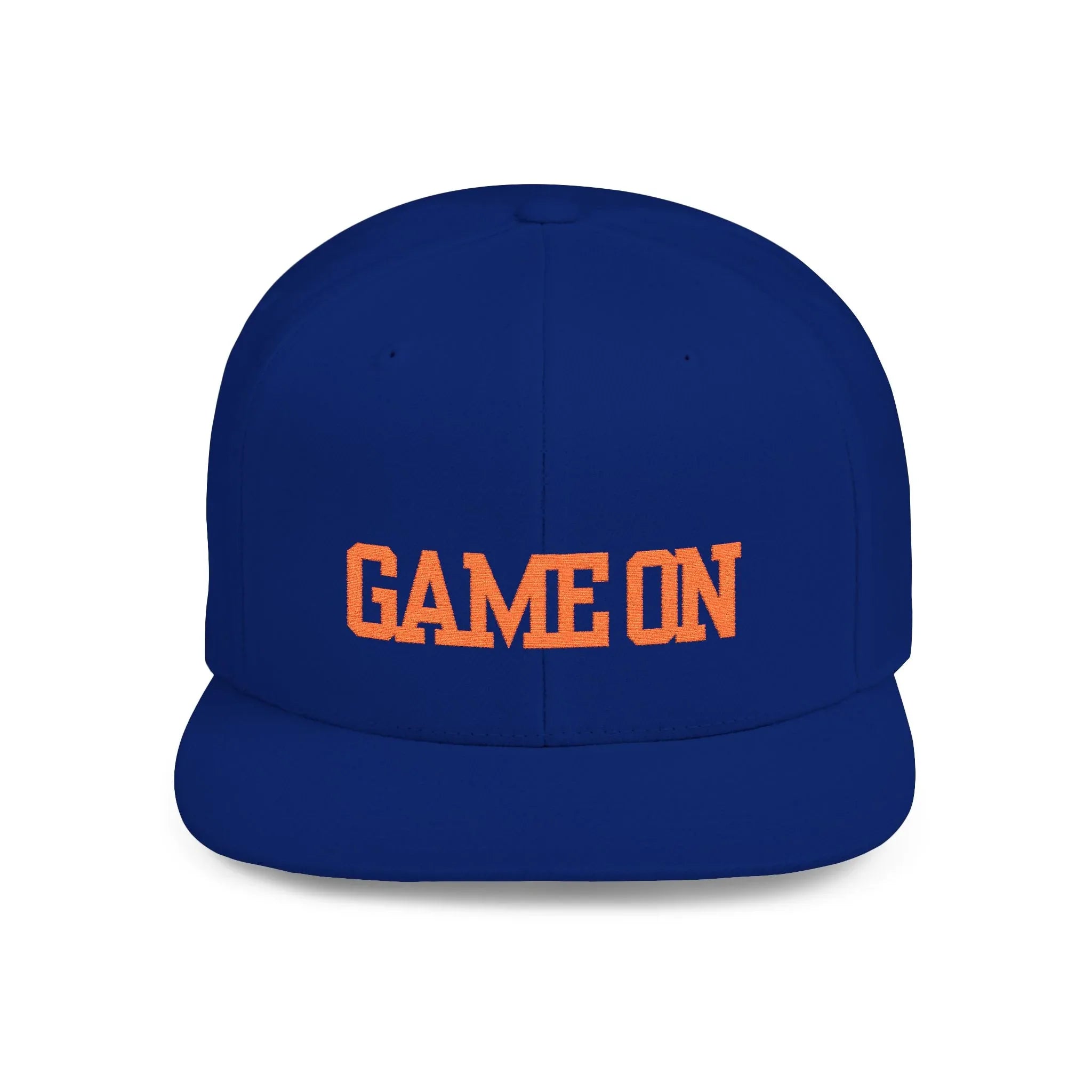 Trendy “Game On” snapback cap for adults. Adjustable flat bill hat, stylish streetwear accessory, perfect for gifts, festivals, sports, and casual outings. - RizQ Life 