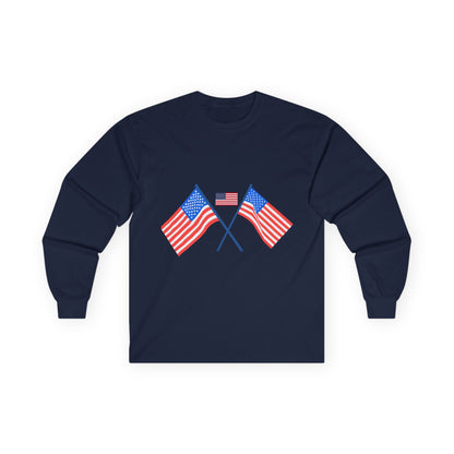 Patriotic Long Sleeve Tee - USA Flag Design