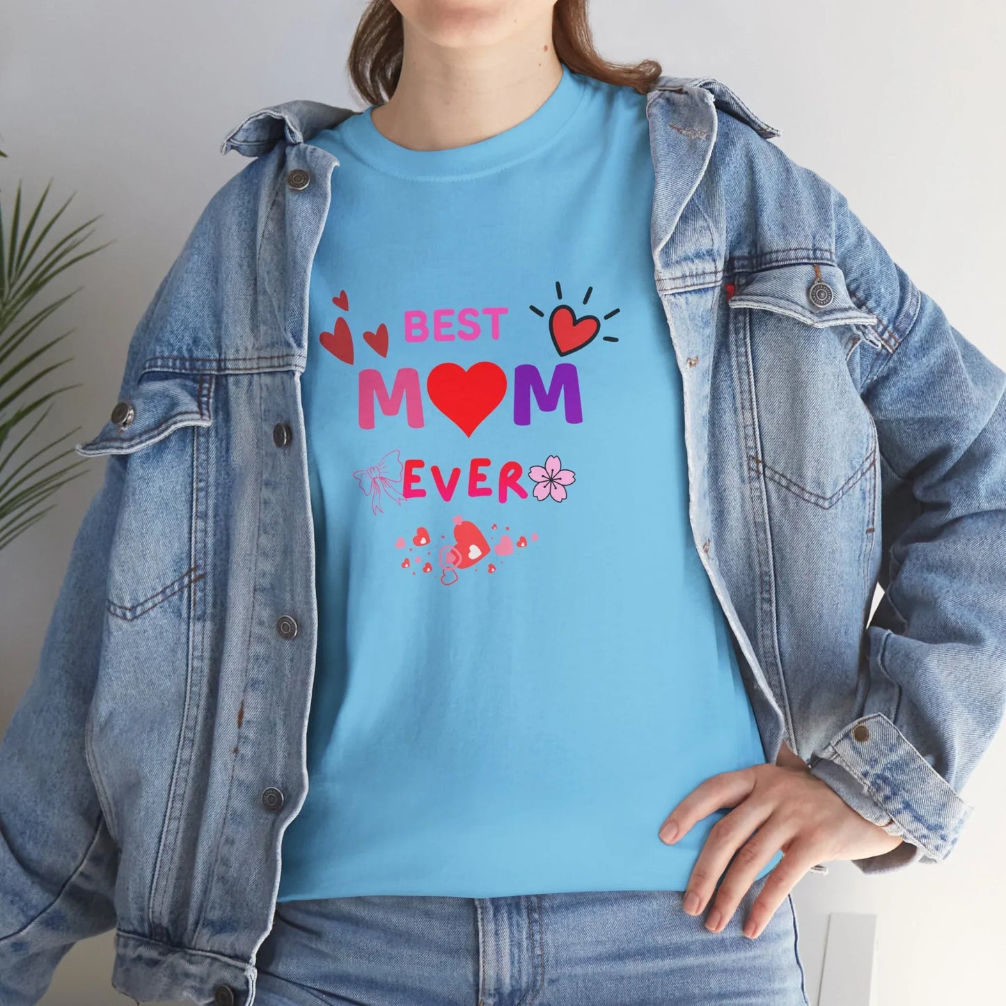 Best Mom Ever Mother’s Day T-Shirt - Aesthetic Heart & Bow Graphic Tee