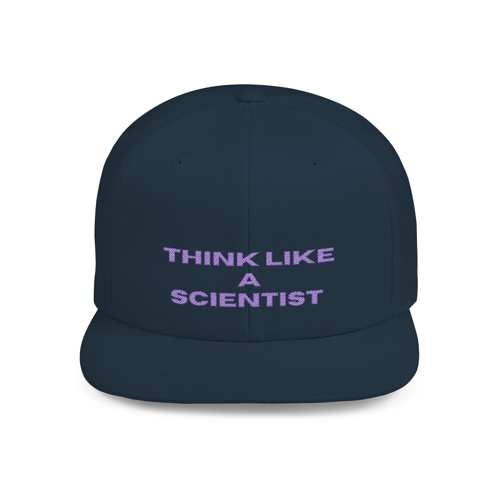 Think Like A Scientist Snapback Cap – Trendy flat bill hat for science lovers, STEM enthusiasts, and geeky gifts. Perfect for casual wear & conventions. - RizQ Life 