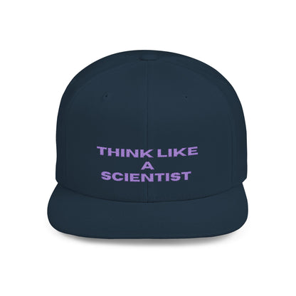 Think Like A Scientist Snapback Cap – Trendy flat bill hat for science lovers, STEM enthusiasts, and geeky gifts. Perfect for casual wear & conventions.