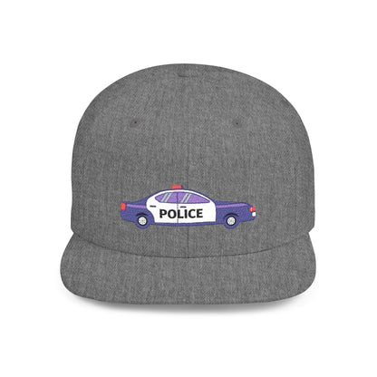 Shop the Police Car Snapback Cap – adjustable streetwear hat for adults, perfect car enthusiast gift and urban fashion accessory.