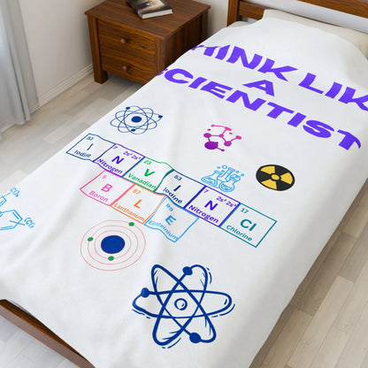 Think Like a Scientist Velveteen Plush Blanket - Cozy Gift for Science Lovers, Educational Decor, Science Theme, Home Comfort, [...] - RizQ Life 