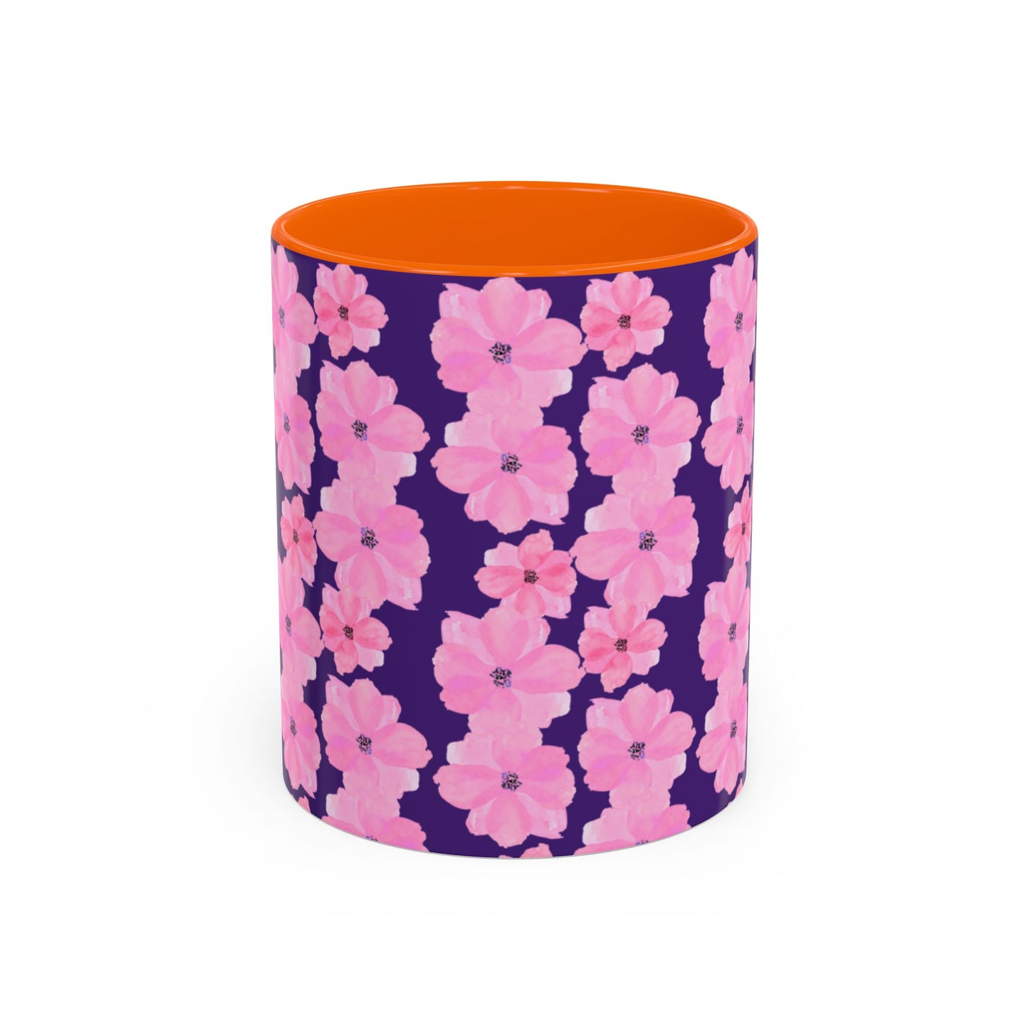 Chic Floral Coffee Mug - Pink Blossoms on Dark Background