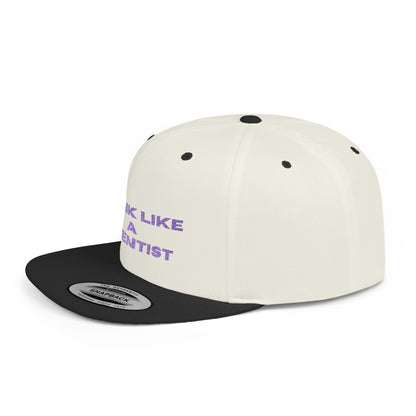 Think Like A Scientist Snapback Cap – Trendy flat bill hat for science lovers, STEM enthusiasts, and geeky gifts. Perfect for casual wear & conventions.