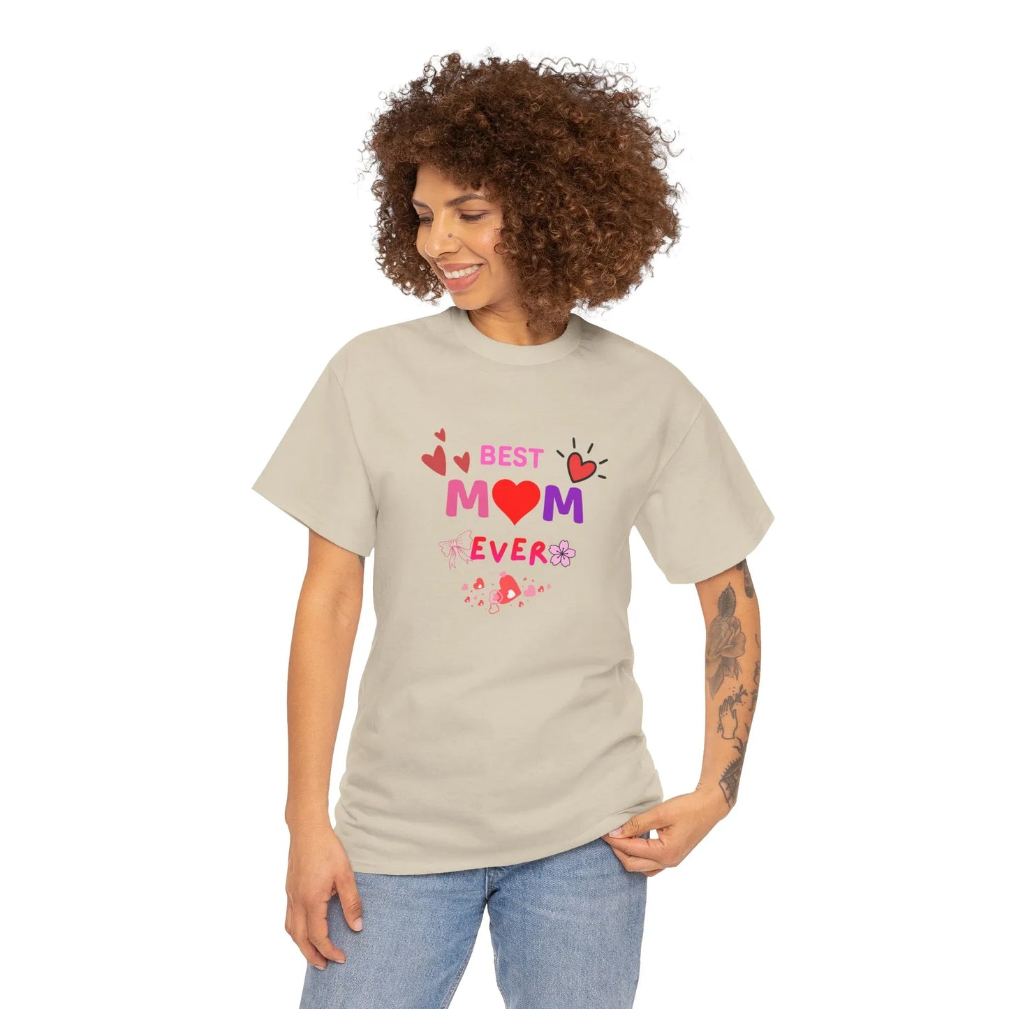 Best Mom Ever Mother’s Day T-Shirt - Aesthetic Heart & Bow Graphic Tee