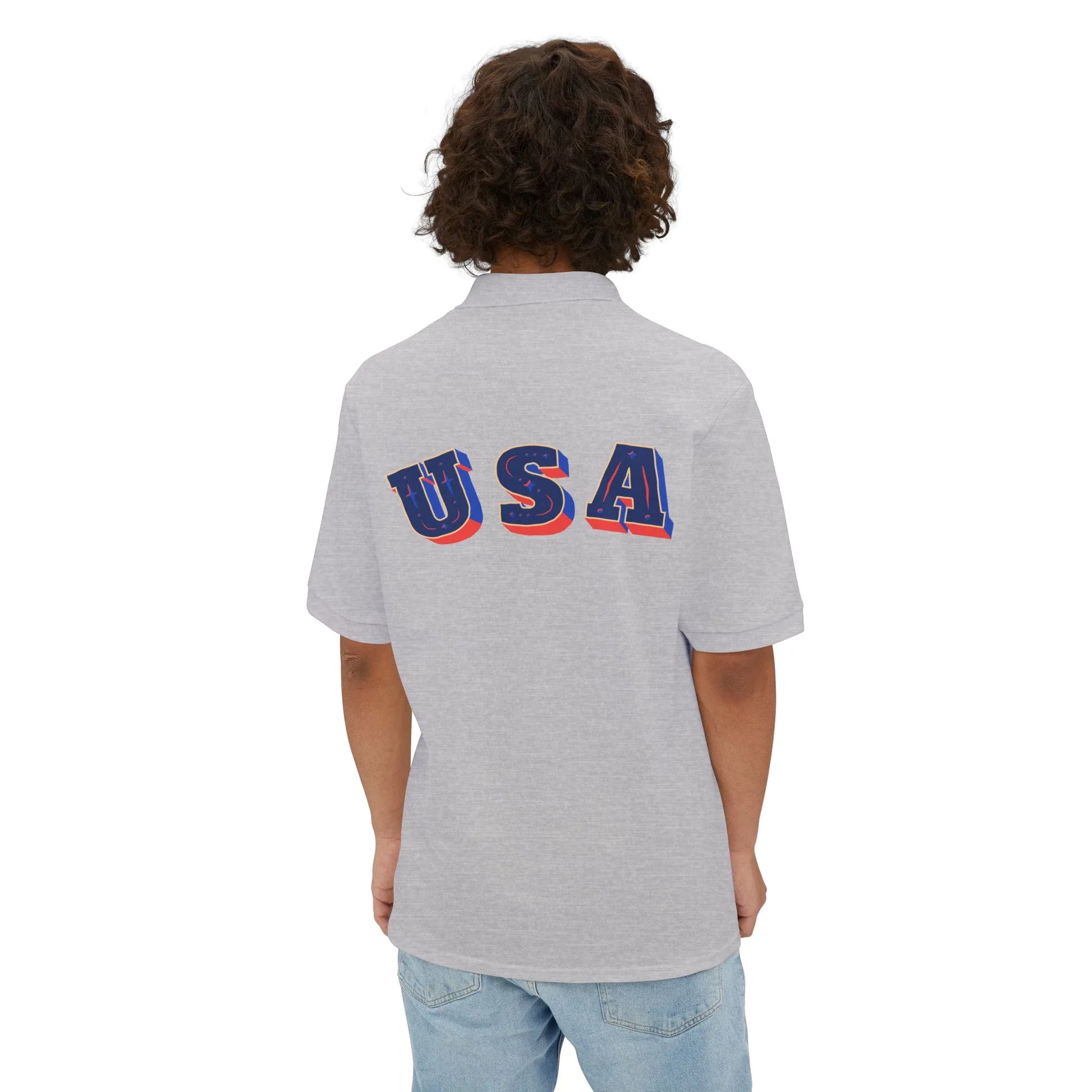 Men's USA Flag Piqué Polo Shirt - Patriotic Design - RizQ Life 