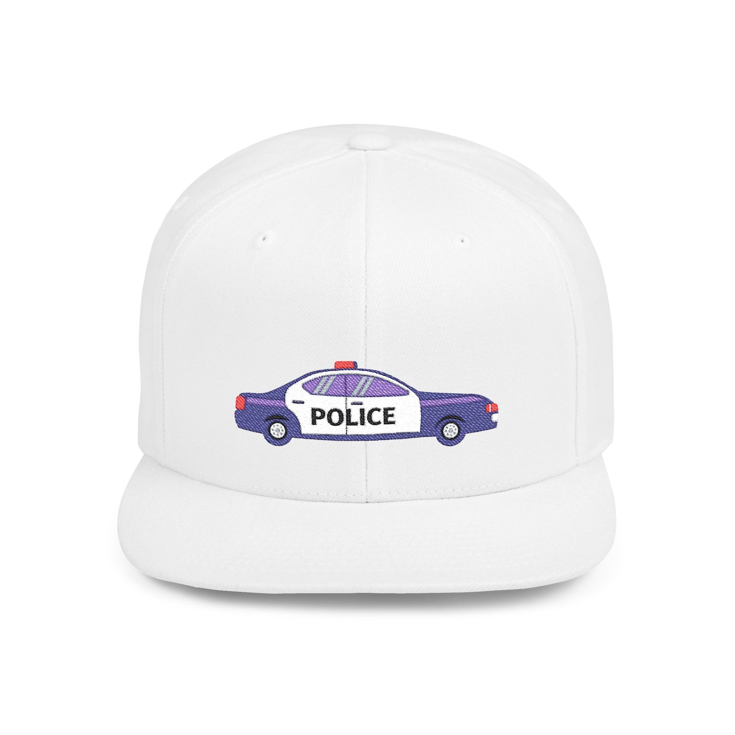 Police Car Snapback Cap – adjustable streetwear hat for adults, perfect car enthusiast gift and urban fashion accessory.