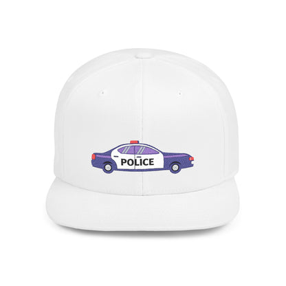 Police Car Snapback Cap – adjustable streetwear hat for adults, perfect car enthusiast gift and urban fashion accessory.