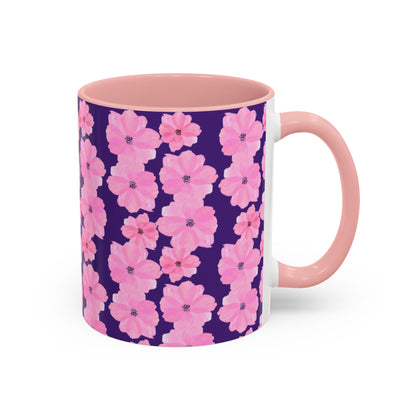 Chic Floral Coffee Mug - Pink Blossoms on Dark Background