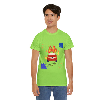 Unisex Racing Graphic T-Shirt – Heavy Cotton Car Racing Tee for Men & Women, Casual Motorsport Fan Shirt, Short Sleeve Top, Sizes S-5XL