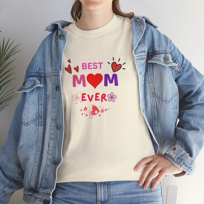 Best Mom Ever Mother’s Day T-Shirt - Aesthetic Heart & Bow Graphic Tee