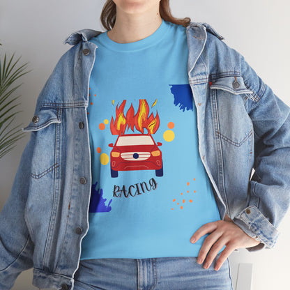 Unisex Racing Graphic T-Shirt – Heavy Cotton Car Racing Tee for Men & Women, Casual Motorsport Fan Shirt, Short Sleeve Top, Sizes S-5XL