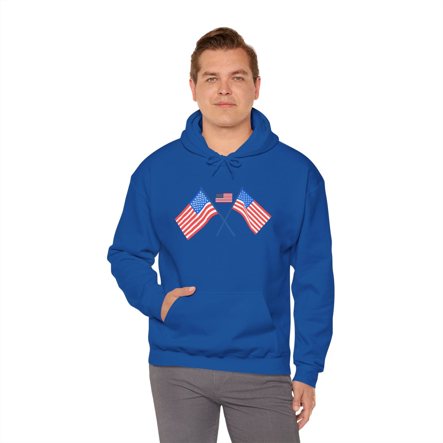 Men's Patriotic Hoodie - Double American Flag Graphic