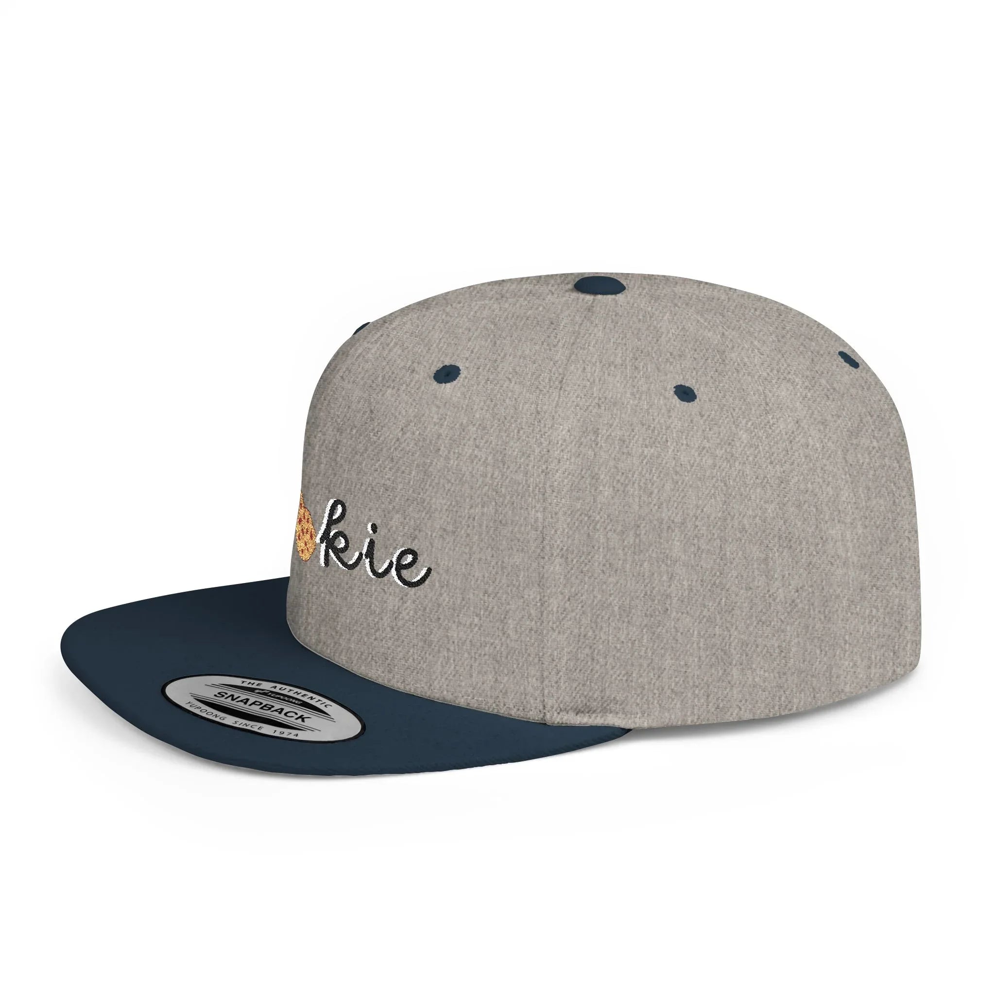 Trendy Cookie Flat Bill Snapback Cap – Adjustable, stylish hat for cookie lovers. Perfect gift for adults, birthdays, holidays, and streetwear fashion. - RizQ Life 
