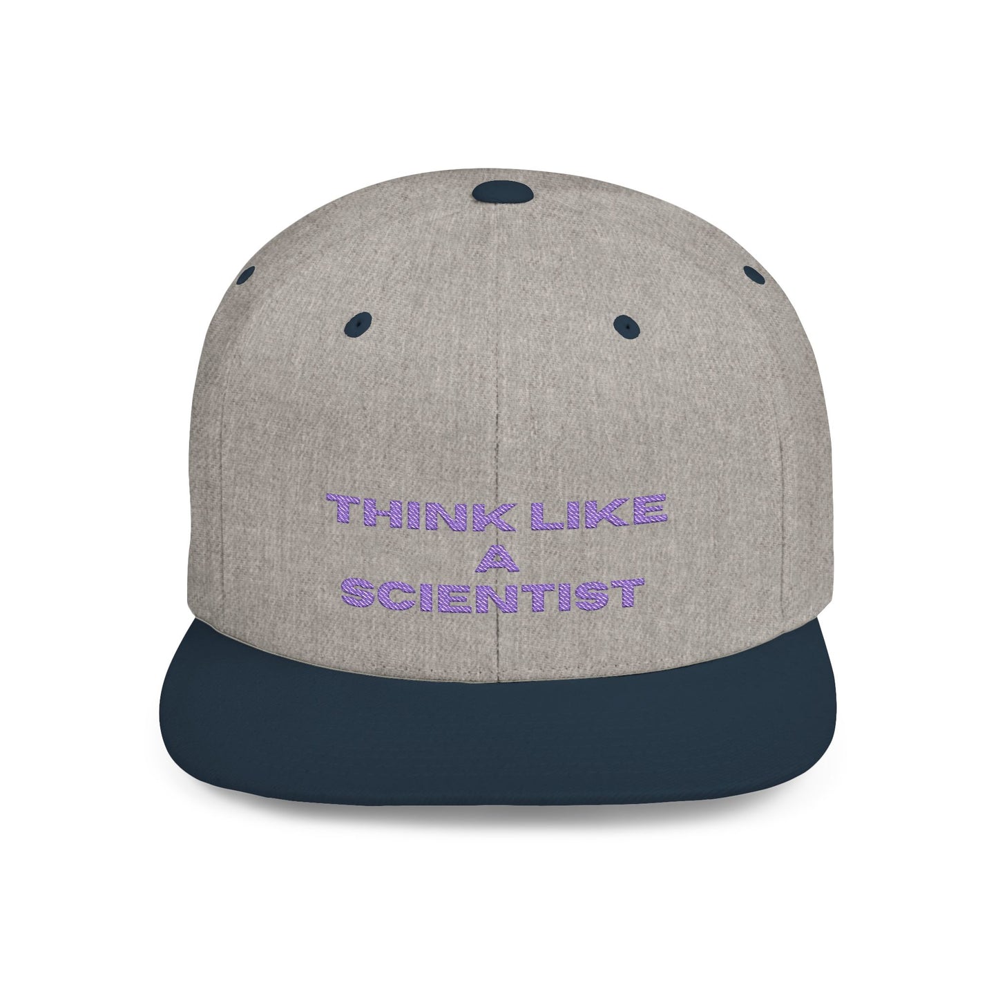 Think Like A Scientist Snapback Cap – Trendy flat bill hat for science lovers, STEM enthusiasts, and geeky gifts. Perfect for casual wear & conventions.
