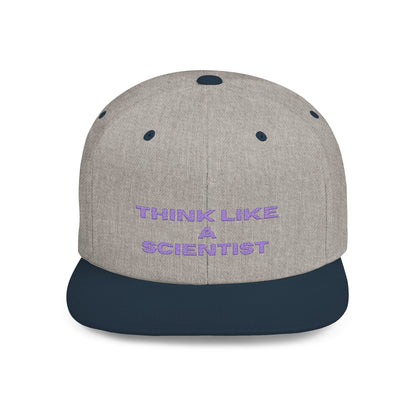 Think Like A Scientist Snapback Cap – Trendy flat bill hat for science lovers, STEM enthusiasts, and geeky gifts. Perfect for casual wear & conventions.