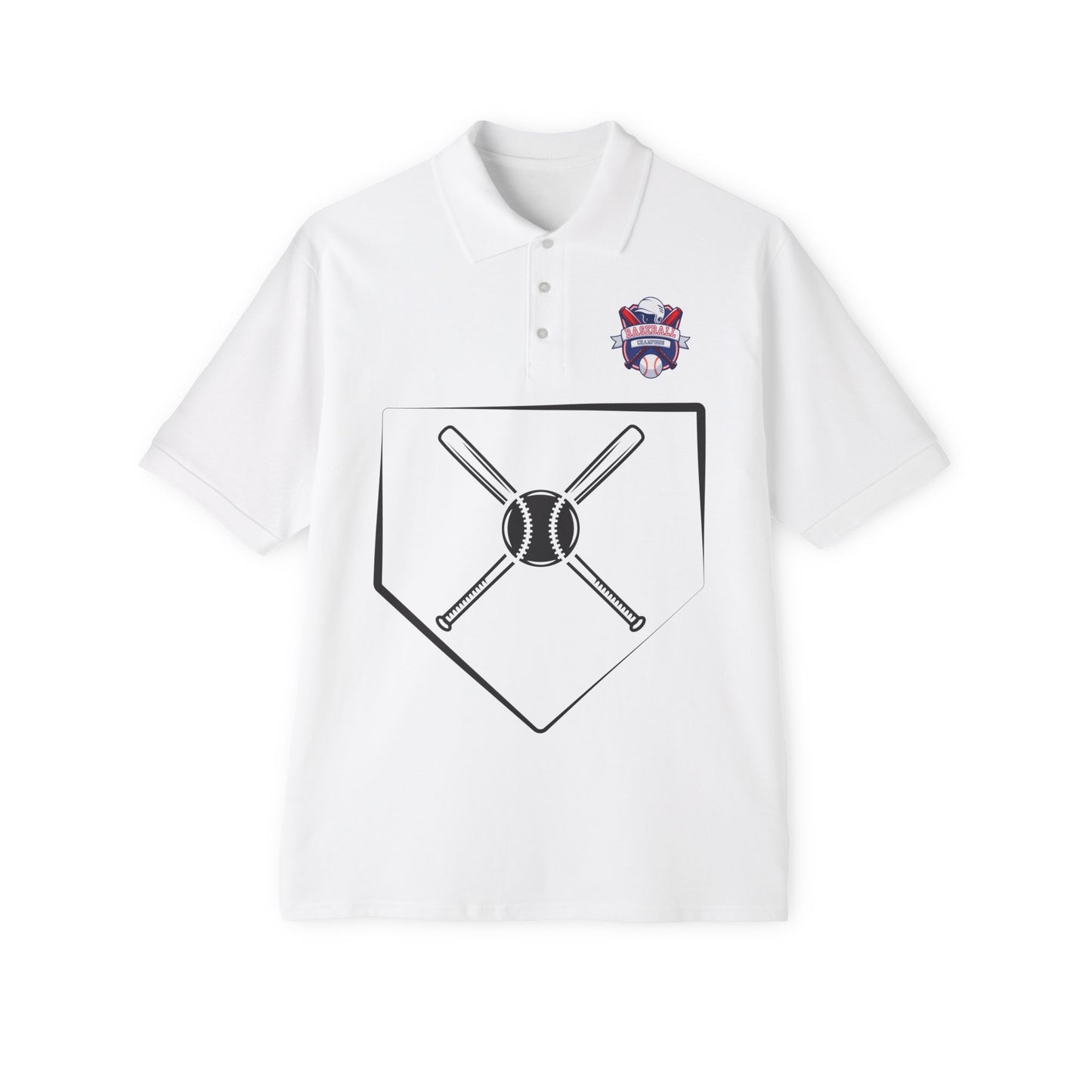Men's Baseball Polo - Graphic Bat and Ball Design