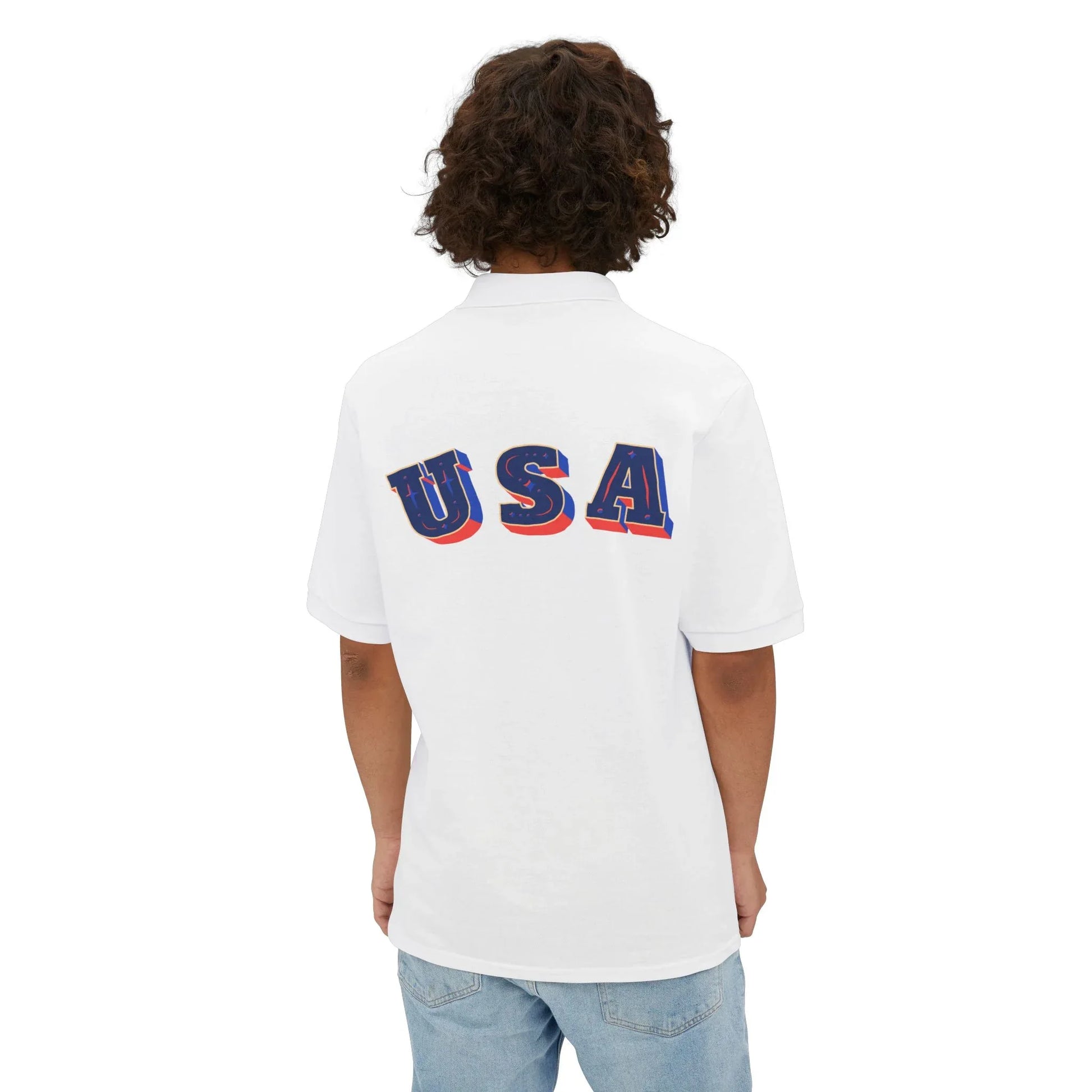 Men's USA Flag Piqué Polo Shirt - Patriotic Design - RizQ Life 