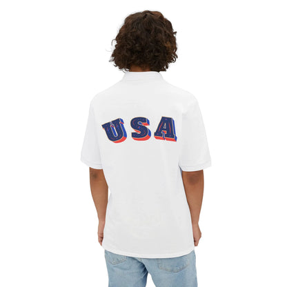 Men's USA Flag Piqué Polo Shirt - Patriotic Design - RizQ Life 