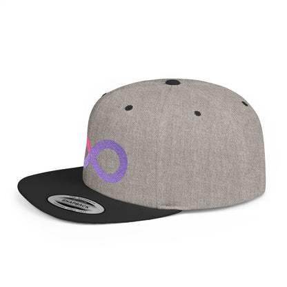 Infinite trendy flat bill snapback cap for adults. Adjustable, durable, and stylish with a classic green undervisor. Perfect gift for birthdays and casual wear.