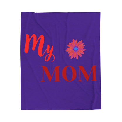 My Mom Velveteen Plush Blanket, Soft Cozy Gift for Mother's Day, Birthday, Home Decor, Personalized Blanket, Floral Design - RizQ Life 